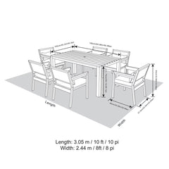 Atleisure Maribela 7 Piece Cushioned Dining Set + Cover