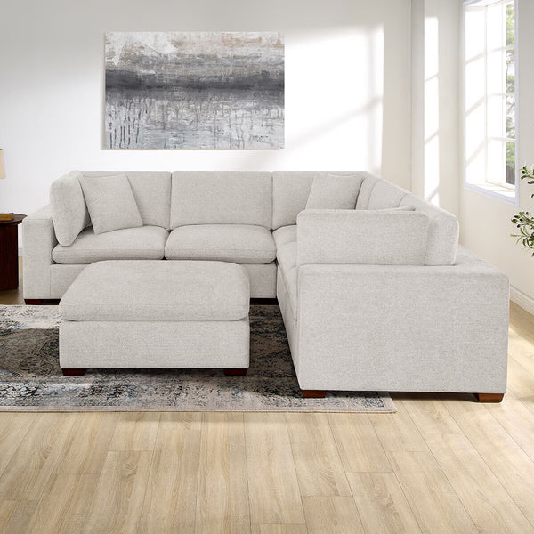 Thomasville Lowell Light Grey Fabric 6 Piece Modular Sofa