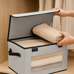 5 Packs Foldable Storage Bins with Lids 39*25*25cm Cube Organizer Baskets with Clear View Window & Handles, Fabric Storage Cubes for Closet, Shelf & Home Organization