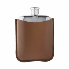 Fred Bennett Stainless Steel Brown Leather Hip Flask, Personalisation Available