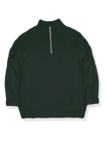 Men's Sweater, Half-high Collar Zip-up Cable Knit Sweater, with Adjustable Collar Opening, Crafted Using Classic Cable Knit Technique, Simple and Versatile, Suitable for Casual Daily Wear, Presenting a Mature and Stable Fashion Style, Ideal for