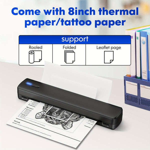 D810B Portable Inkless Thermal Printer - A4 Size, Prints Documents And Labels, Wireless Connection, USB Charging, Perfect For Travel And Office Use, Compatible With IOS And Android, Ideal Gift For Tattoo Artists And Business Professionals