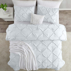 3pcs Luxury Pintuck Duvet Cover Set – Soft Breathable Microfiber Bedding Set, Elegant Pleated Design, Hotel Quality, Machine washable, All season use for Single, Double, King & Super King Sizes