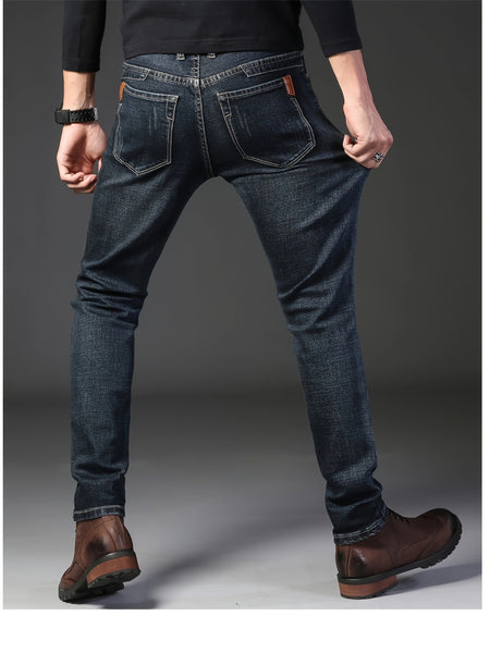 Men'S Business Jeans Slim Straight Stretch Men'S Trousers