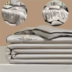 Luxury Embroidered Summer Cooling Quilt - Lightweight, Breathable Air Conditioner Blanket for Bedroom & Dorm, Machine Washable (Pillowcase Not Included)