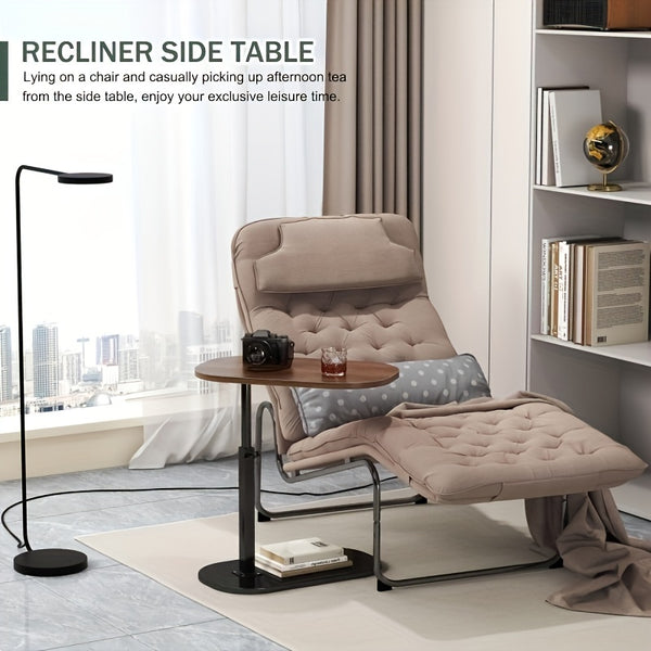 Height-Adjustable Wooden Table with Metal Structure - Contemporary Minimalist Side Table for Sofas, Transformable Coffee Table, Versatile Laptop Desk for Use in Living Rooms, Bedrooms, And Offices