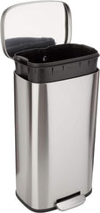 Amazon Basics Rectangular Kitchen Bin with Steel Bar Pedal, Soft-Closing Mechanism for Home and Office Use, 50 L/13.2 Gallon, Satin Nickel Finish
