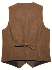 Men'S Vest Retro Fashion Groom Wedding Party Vest Men'S Herringbone Casual Business Waistcoat