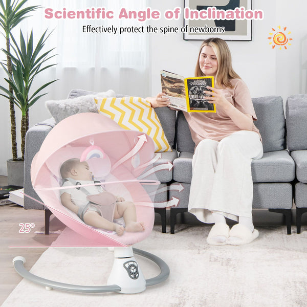 Baby Bouncer with 5 Swing Speeds and Built-In 17 Music for Newborn