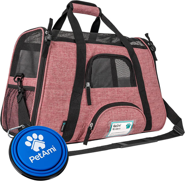 Petami Premium Airline Approved Soft-Sided Pet Travel Carrier | Ideal for Small - Medium Sized Cats, Dogs, and Pets | Ventilated, Comfortable Design with Safety Features (Small, Pink)
