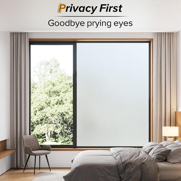 Rabbitgoo Window Film Privacy Film for Glass Windows, Frosted Glass Sticker Static Cling without Glue for Bathroom Home Office Matt 44.5X200 Cm