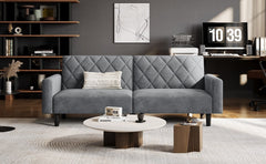 Costoffs 3-in-1 Velvet Convertible Futon Sofa Bed Upholstered Futon Couch with Diamond Tufted Design