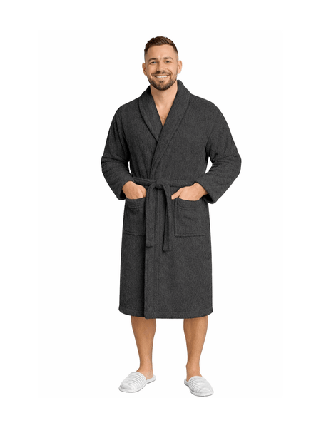 Men'S Hooded Cotton Bathrobe – Ultra Soft Terry Cloth Spa Robe with Adjustable Belt & Deep Pockets – Knee Length Luxury Home & Hotel Dressing Gown