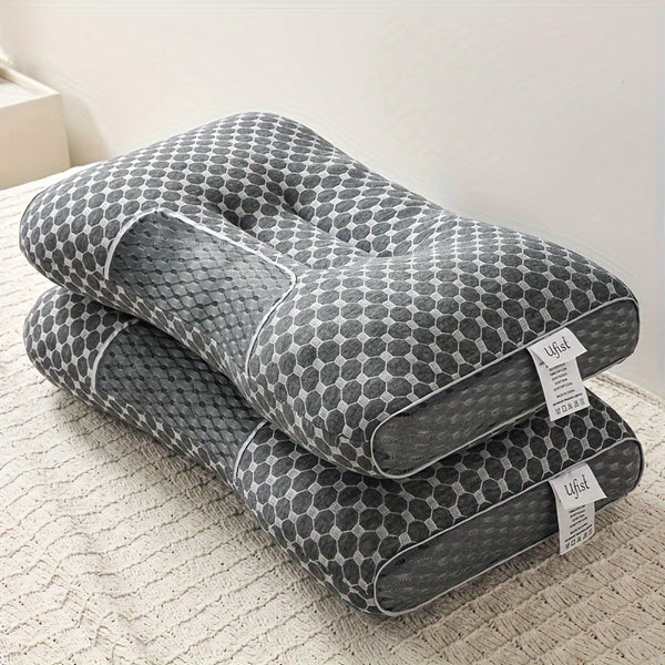 1/2PCS Soft Knitted Cotton Massage Neck Pillow, Suitable For Sleep, Soft, Adjustable Ergonomic Contour Support Pillow, High-quality Pillow Core, Detachable Pillowcas