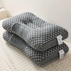 1/2PCS Soft Knitted Cotton Massage Neck Pillow, Suitable For Sleep, Soft, Adjustable Ergonomic Contour Support Pillow, High-quality Pillow Core, Detachable Pillowcas