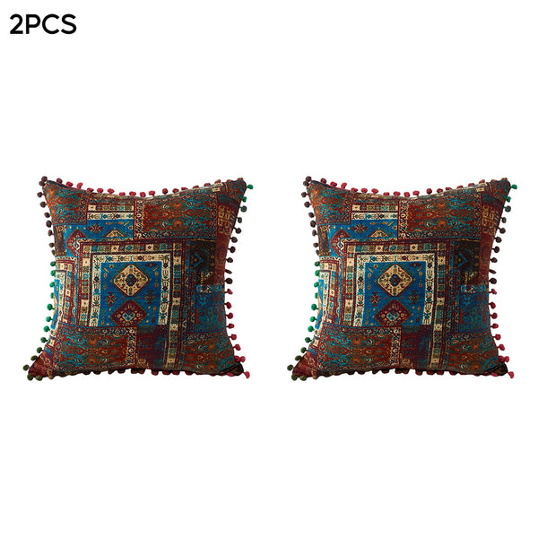 18x18 Inch Reversible Turkish Pattern Pillows (Set of 2 with Inserts) - Romantic Turkey Boho Floral Double Sided Design, Premium Polyester Cover & Fill, Decorative Accent Pillows for Sofa, Chair, Bedroom