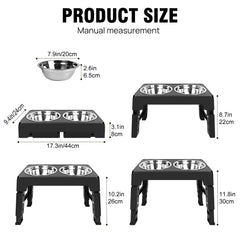 Dog Food Bowl Stand with 4 Customisable Heights | Dog Feeding Station Non-Slip Elevated Feeder for Improved Digestion | Fits 2 Standard Bowls