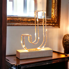Light Up Letter | LED Alphabet Wire Frame Letter Lights | Rose Gold Copper Initials | Personalised Lighting | Battery Powered | For The Office Living Room Bedroom | Gift For Her