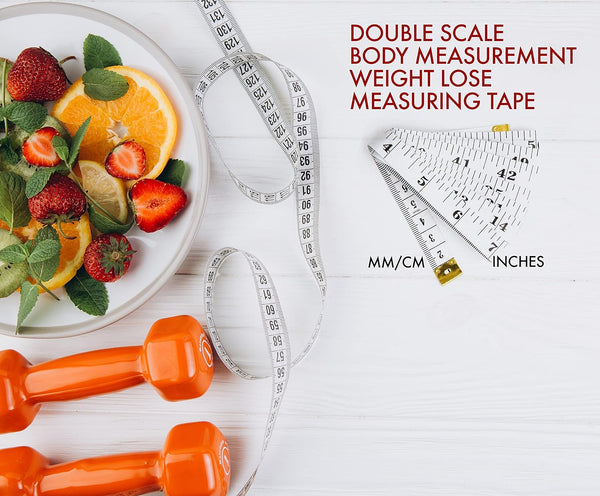 Woodland Leathers Dual Sided Durable Measuring Tape for Body and Waist Measure Includes Free BMI Weight Control App and Ebook, Clothes Fabric Sewing Tape Made of Flexible Fiber Glass