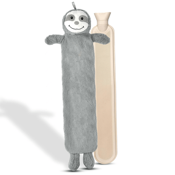 2L Happy Sloth Hot Water Bottle - Natural Rubber for Longer Heat – Hot Water Bag for Pain Relief on Aches or Injuries, Hand Feet Warmer, Neck and Shoulder Pain Relief