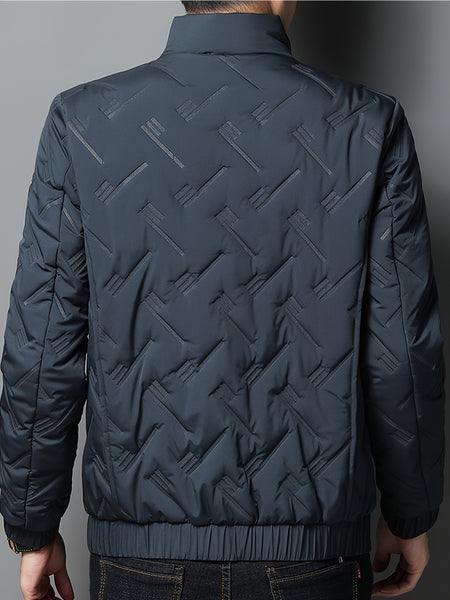 Lightweight Winter Stand Collar Jacket for Men, Quilted Thermal Business Casual Coat, Cold Weather Outerwear