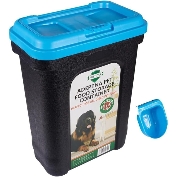 ADEPTNA Large 30L Pet Food Storage Container with Flip Top Locking System and Integrated Scoop – Airtight Dry Food Dispenser Bin for Dogs, Cats, and Birds