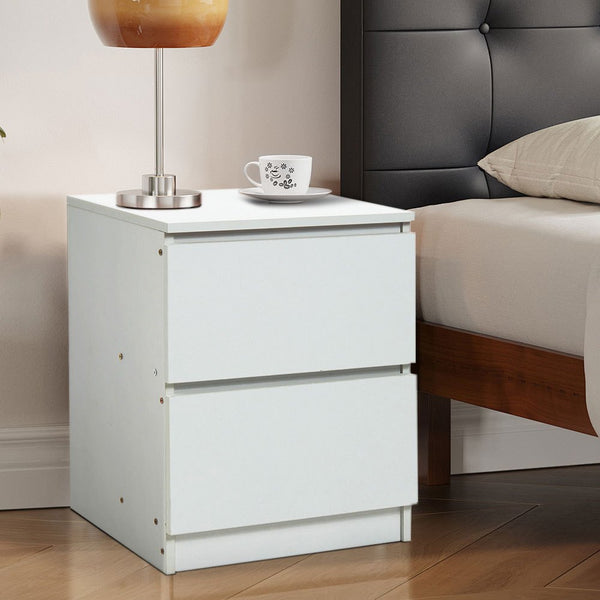 White Wooden Bedside Table With Drawers, Small Cabinet Cupboard Bedroom Furniture Storage Nightstand Unit, Modern Chest Of 2 Drawers Cabinet, Living Room Home Office Sofa Side End Table Coffee Tea Table Side Desk, Multi Functional Bedside Cabinet, 32x30x4