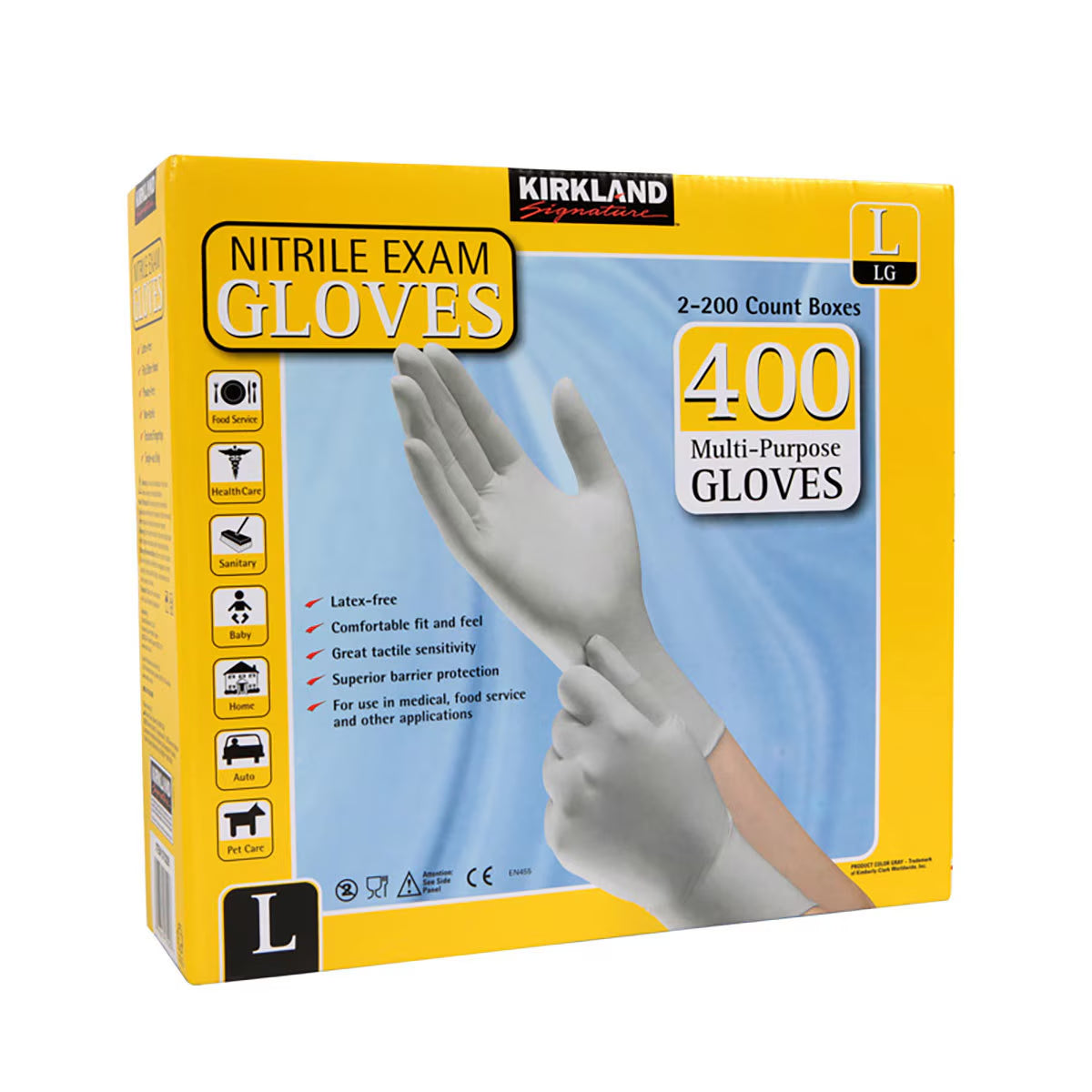 Kirkland Signature Large Nitrile Gloves, 2 X 200 Pack