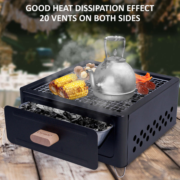Portable BBQ Grill, Folding Tabletop Charcoal Barbecue Grill, Foldable Stainless Steel BBQ Grill for Camping, Garden, Travel, Picnic, Outdoor