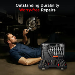 Auto Repair Tool Kit – Mechanic 216-Piece Set with Ratchet, Sockets, Wrenches & Drill Bits