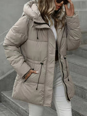 Women's Winter Coat - Thickened Warm Mid-Length Jacket with Full-Zip Closure, Waist-Hugging Slim Fit & Pockets - Elegant Cold Weather Outerwear for, Parties, Travel - Durable Long Sleeve Coat (Machine Washable) In Green, Winter Jacket for Women,