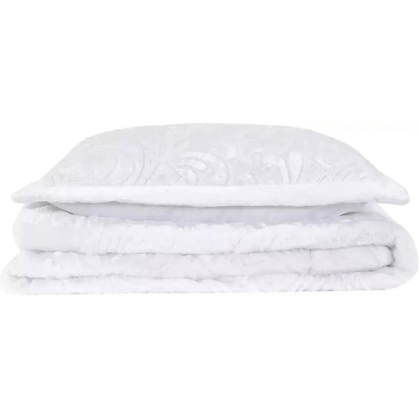 3pcs Embossed Bedspread Set - Coverless Comforter with 2 Pillow Shams, Lightweight All-Season Bedding - Soft Teddy Fleece Bedspread