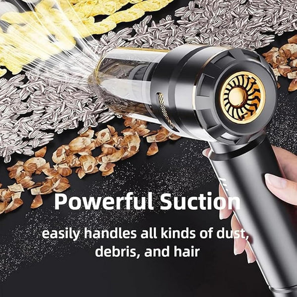 Flexup V-21 Blower & Vacuum, Three Speed Adjustment Functions, Portable & Rechargeable High Power Handheld Cordless Vacuum for Car, High Suction Power, Wireless, Brushless (Black)