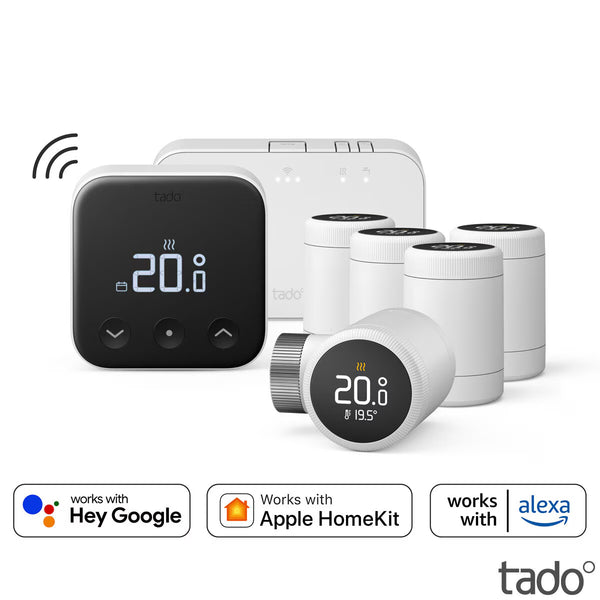 Tado° Multi-Room Bundle (Includes Wireless Thermostat X with Hot Water Control, Wireless Temperature Sensor X & 5 X Smart Radiator Thermostat X)