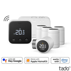 Tado° Multi-Room Bundle (Includes Wireless Thermostat X with Hot Water Control, Wireless Temperature Sensor X & 5 X Smart Radiator Thermostat X)