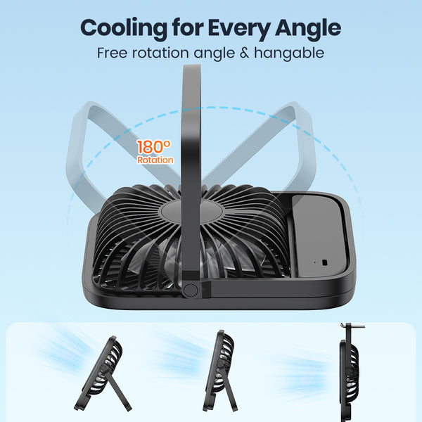 Warmco Quiet Mini USB Desk Fan - USB-Powered Portable Cooling Fan with Strong Wind, 3-Speed Adjustable Speeds & 180° Rotation, Compact Suitable for Home Office Desk, USB-Powered for PC, Laptop, Bedside, Small Room Cooling Device
