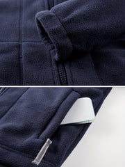 Men's winter fleece warm hooded jacket with thickened multiple pockets, windproof and cold proof jacket