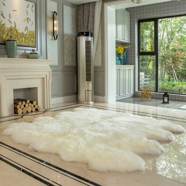 Bowron Longwool 100% Sheepskin Octo Rug, Dover