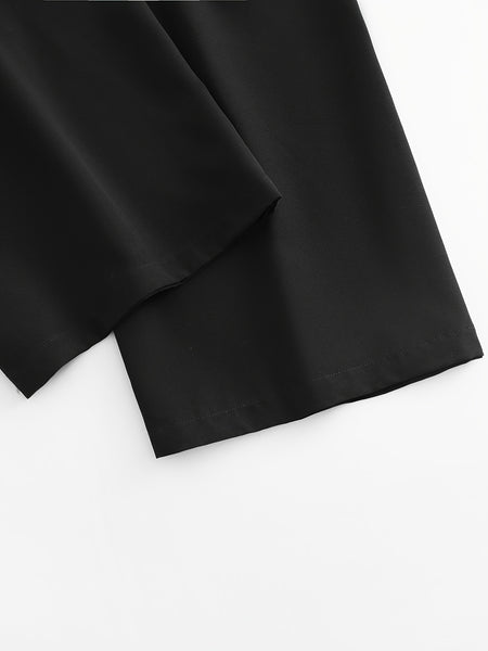 3pcs Set, Standard Size Women'S Long Pants, Wide-Leg Trousers, Solid Color, Casual, Vacation Style