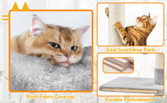 Costoffs Cat Tree, Floor-to-Ceiling Cat Tree Tower, 226-266cm Adjustable Large Height Cat Tree, Tall Cat Tree with 4 Perches and Scratching Posts For Small Medium-Sized Cats