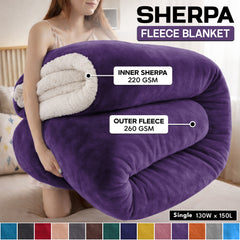 1pc Luxurious Double-Sided Sherpa Throw Blanket – Soft, Warm & Cozy Contemporary Blanket, Machine Washable, Perfect for Couch, Bed, Office & Travel, Ideal Gift