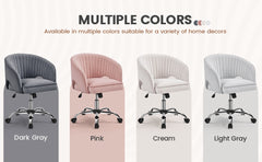 Costoffs Office Chair Tufted Desk Chair with Height Adjustable Seat, Swivel Barrel Accent Chair with Rolling Wheels for Home Office, Pink/White/Cream/Dark Grey/Light Grey