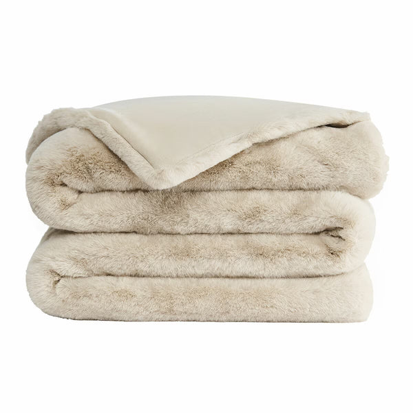 FRYE Luxe Faux Fur Throw in Beige, 152 X 177 Cm