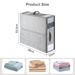 Foldable bed sheet storage box, wardrobe storage box with handle and window, suitable for storing bed sheets, blankets, towels