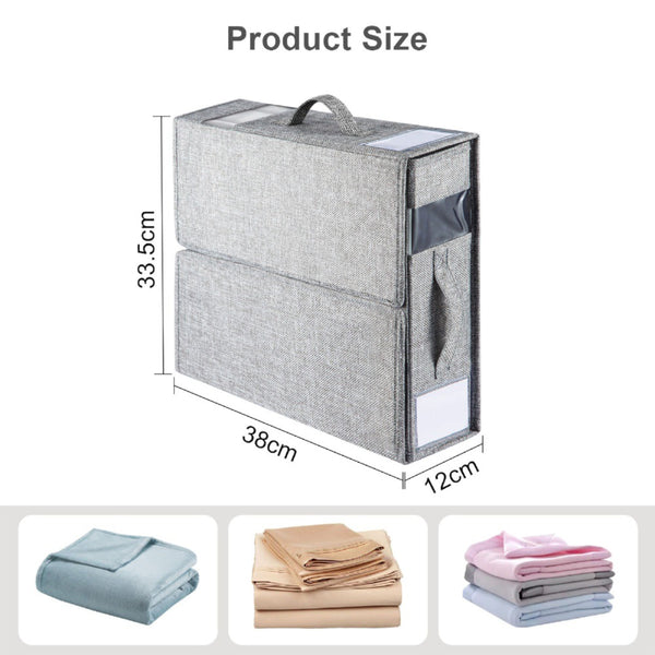 Foldable bed sheet storage box, wardrobe storage box with handle and window, suitable for storing bed sheets, blankets, towels