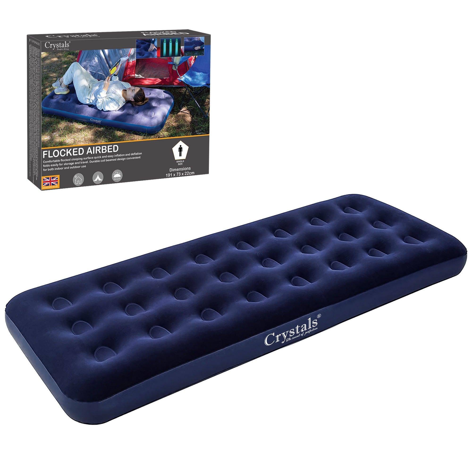 Inflateable Blow Up Airbed, Quick Inflatable Air Mattress for Adults & Kids, Waterproof Camping Mattress, Inflatable Air Bed for Indoor & Outdoor Adventures