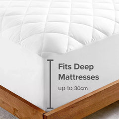 ELAFY Quilted Extra Deep Waterproof Quilted Mattress Protector Fitted Bed Sheet Cover Topper Bedding Fits Upto 30cm DEEP MATTRESS
