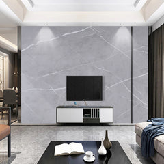 300CM x 60CM, 3D Marble Wall Tiles Roll, Self-Adhesive Foam Wall Stickers, Glossy Finish Grey Marble Effect Wallpaper Roll, PVC Marble Look Wall Tiles Stickers, Thickened Design, Living Room TV Backdrop Home Decoration Wall Panels, Peel and Stick, Easy to