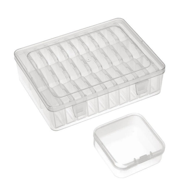 30 Compartment Clear Plastic Jewelry Organizer Case, Transparent Earring Storage Box with Removable Dividers, Compact Design for Travel and Vanity Display