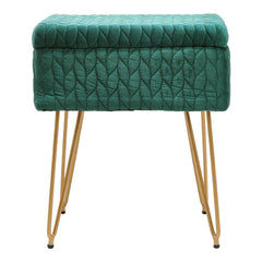 Padded Storage Footstool, Living Room Side Table with Tray, Sofa Footstool, Bedroom Dressing Stool - Features Large Built-in Storage, Non-Slip Metal Hairpin Legs, Includes Tray, Suitable for Living Rooms, Bedrooms, Hallways